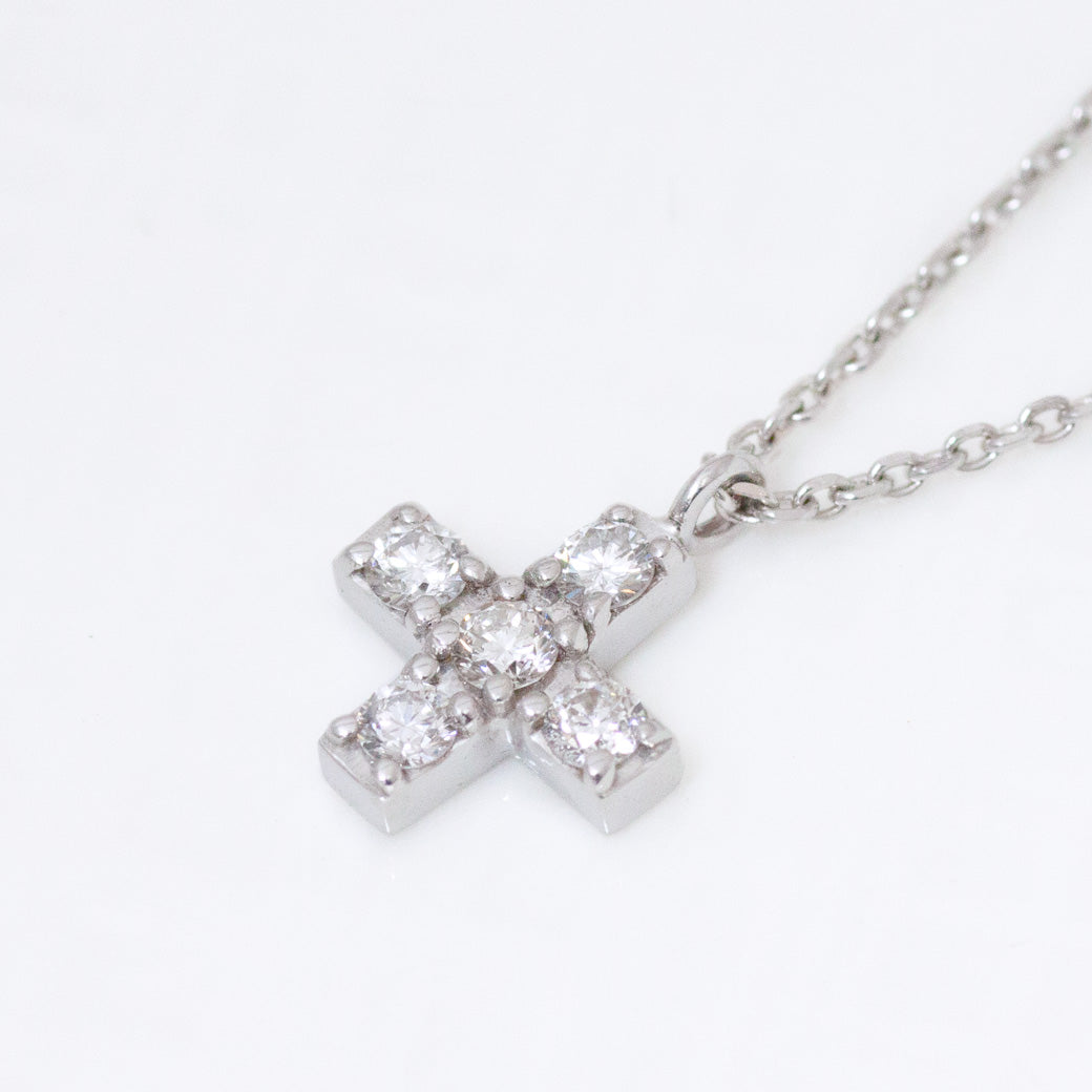 1点限定】K10WG 天然ダイヤモンド クロスネックレス CKT-PH039 