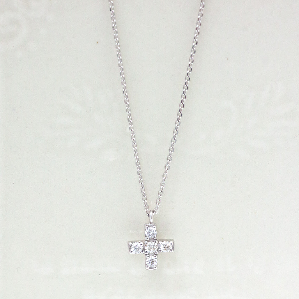 1点限定】K10WG 天然ダイヤモンド クロスネックレス CKT-PH039 
