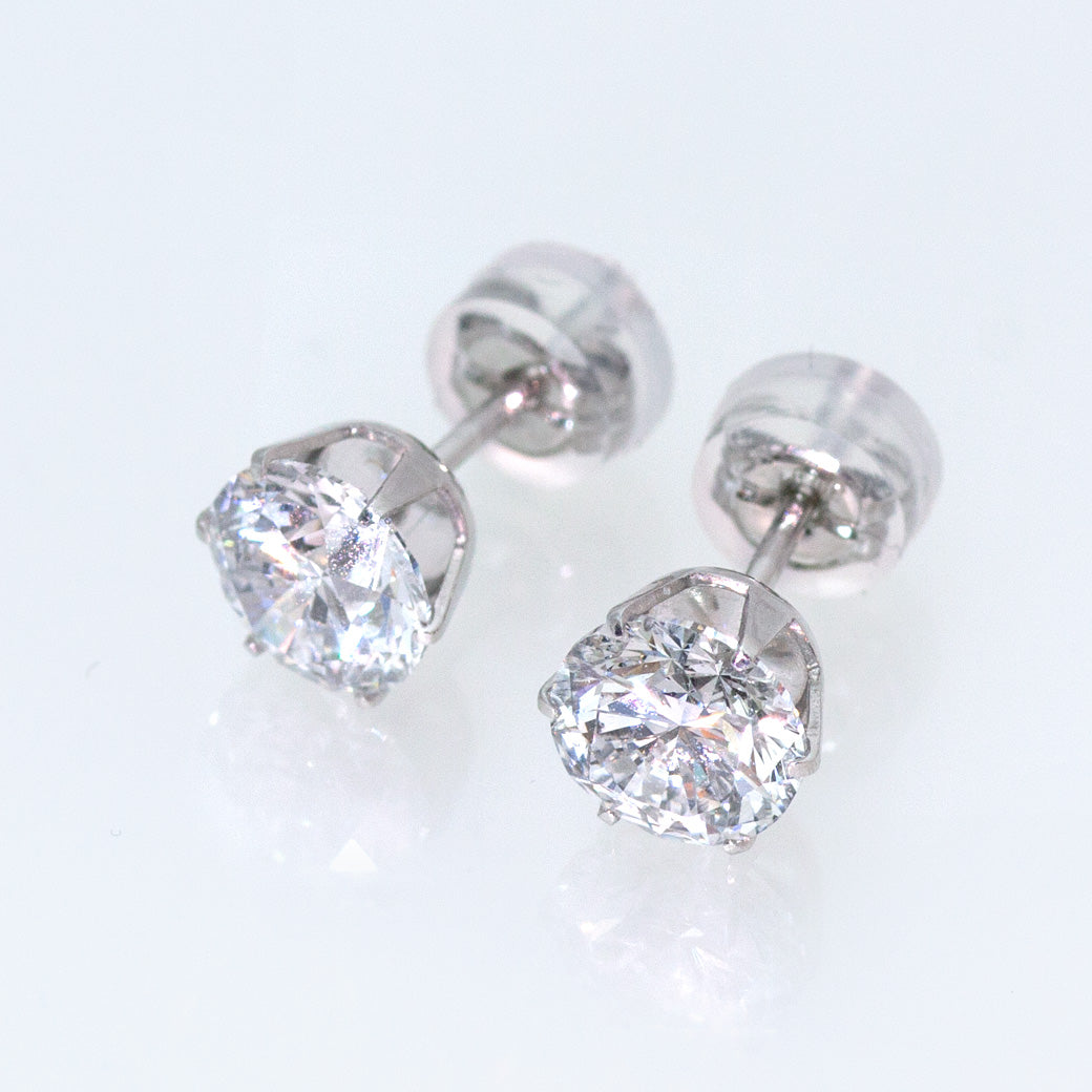 【ALTRO】プラチナ ラボグロウンダイヤ 計 2ct プラチナ 一粒 ダイヤ 6本爪 スタッドピアス