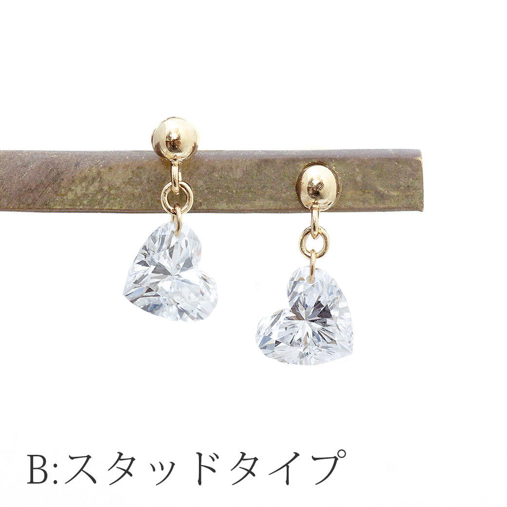 【ALTRO】Lior K18 ラボグロウンダイヤ 計1.0ct フレームレス ハートダイヤ ピアス