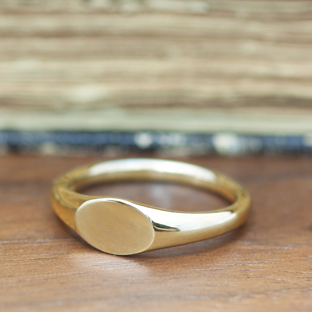 R00202 Signet Ring K18YG / PT シグネットリング オーバル S