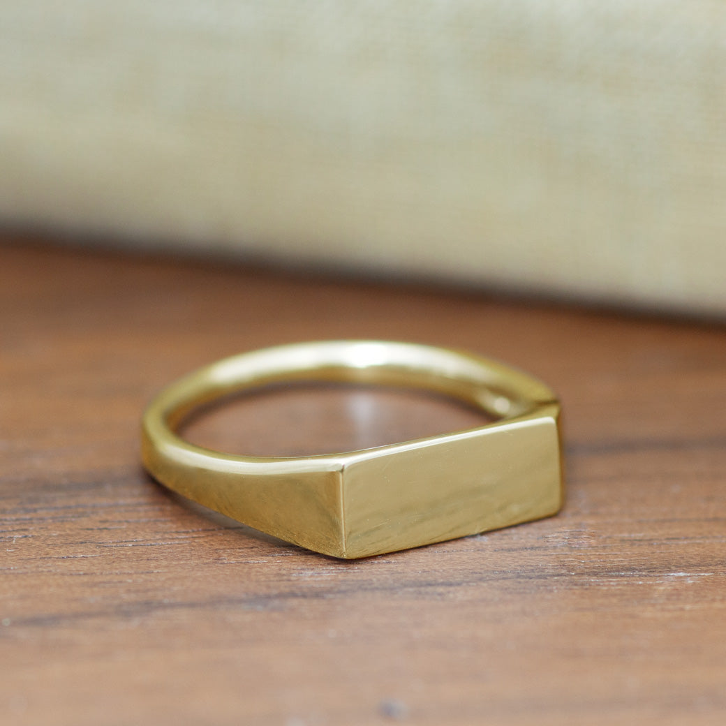 Signet Ring K18YG / PT シグネットリング スクエア M R00205