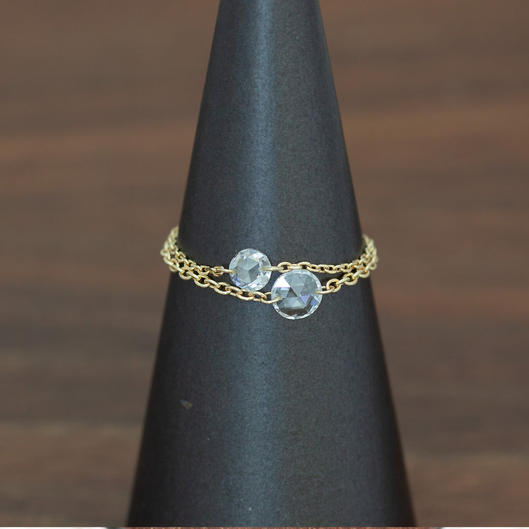 限定】K18 ローズカットダイヤモンドチェーンリング 0.19ct SPR007