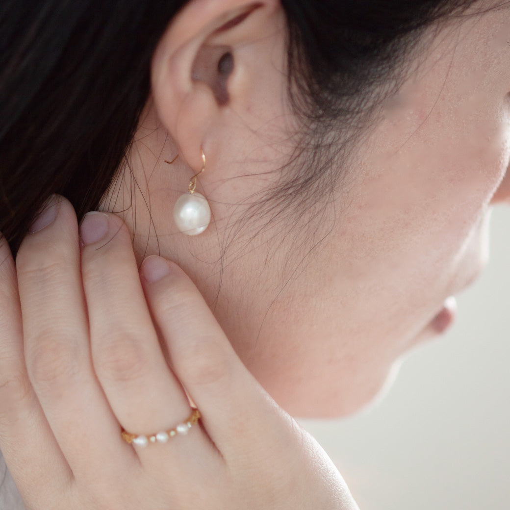 【LIMITED】K18 K10 大粒 淡水パールフックピアス