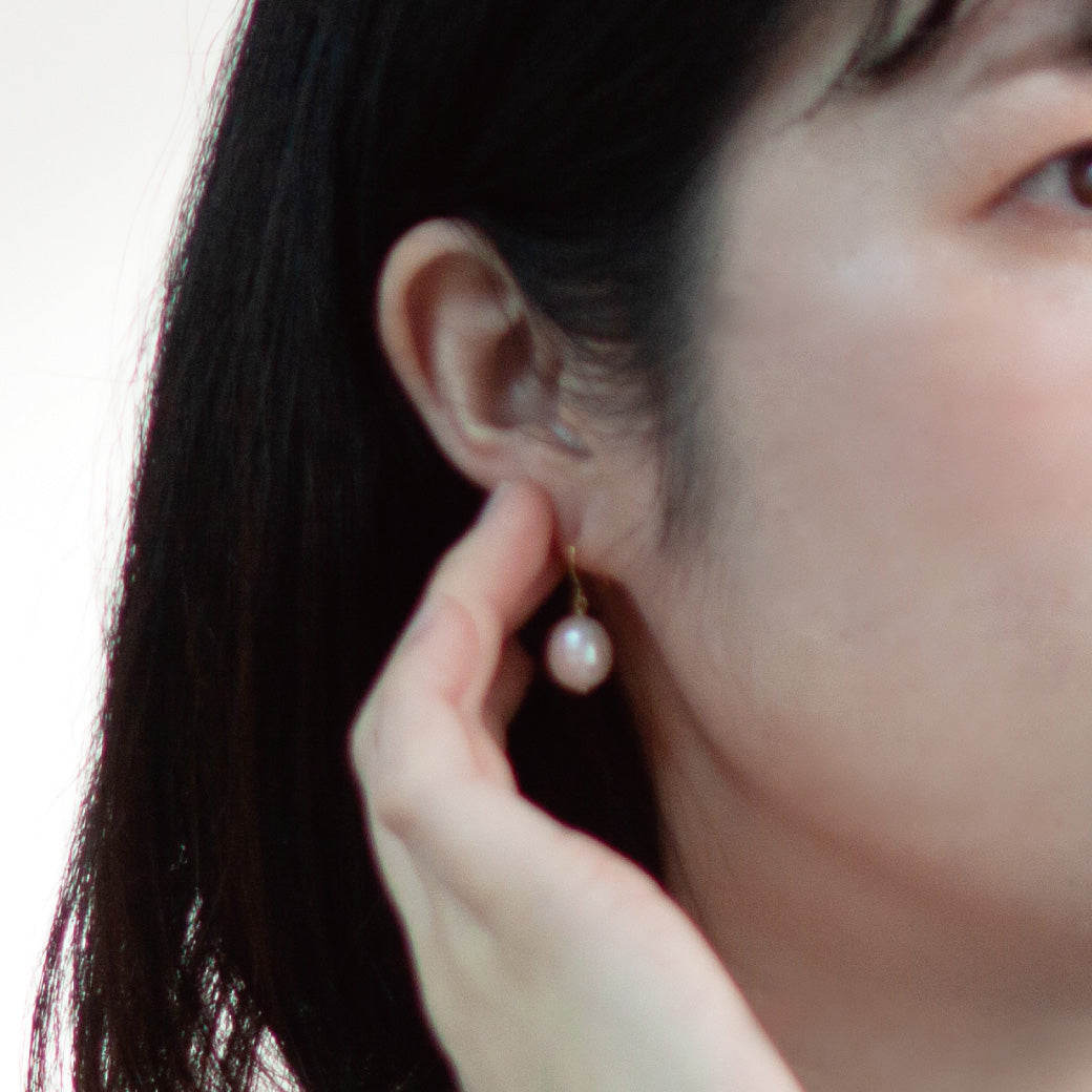 【LIMITED】K18 K10 大粒 淡水パールフックピアス