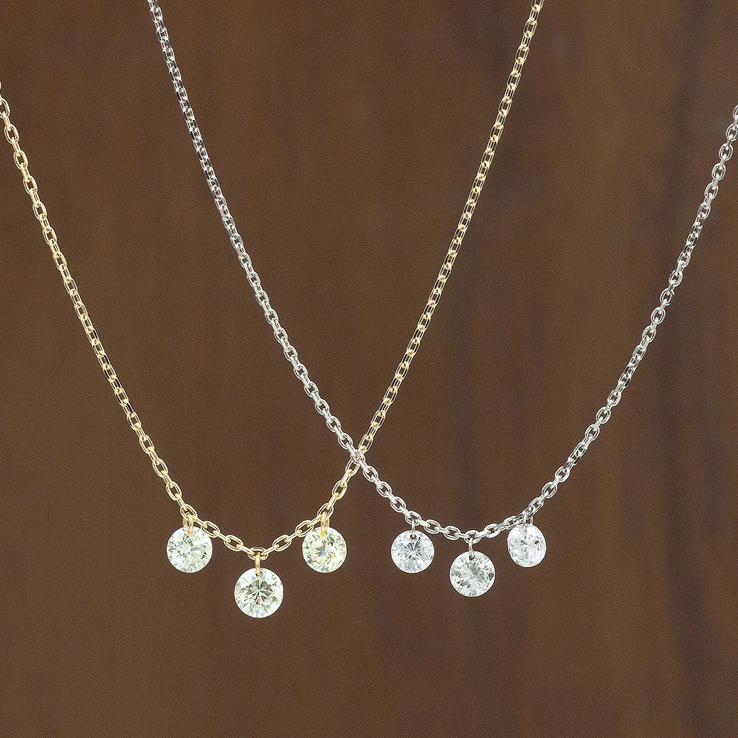 【LIMITED】【Natural】K10 レーザーホール ダイヤモンドネックレス 3石 0.3ct