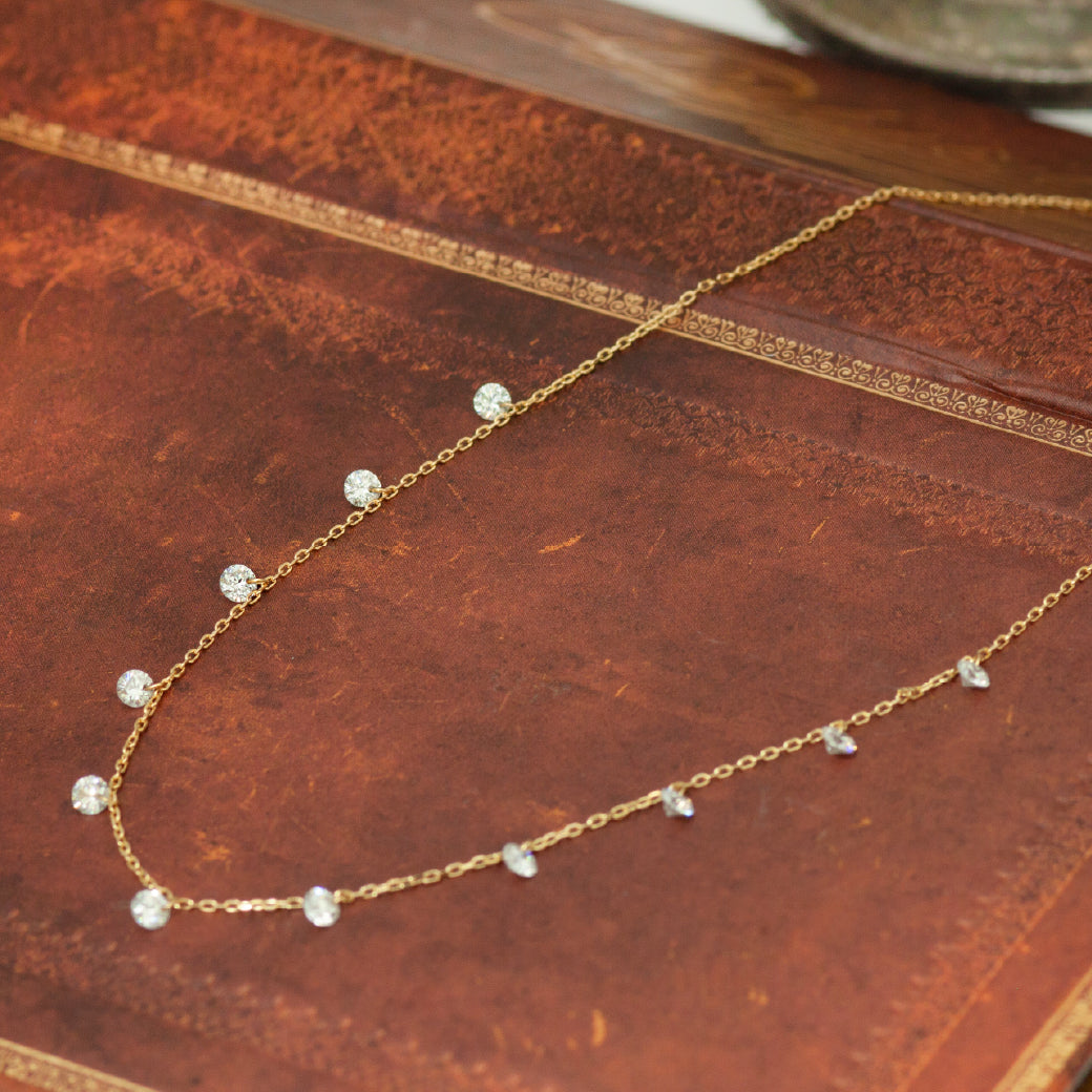 【LIMITED】【Natural】K18 フレームレスダイヤモンド シャンデリアネックレス 0.8ct
