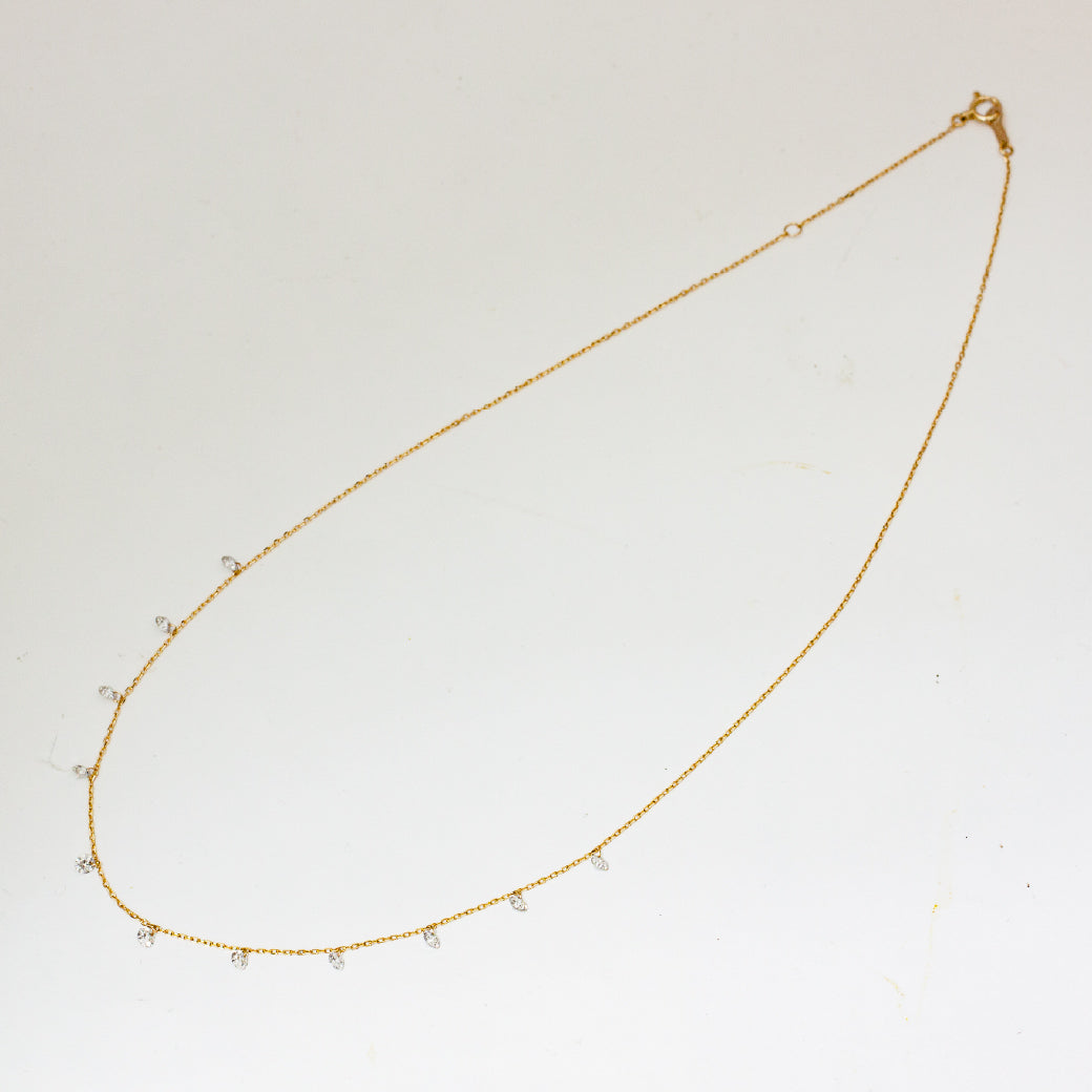 【LIMITED】【Natural】K18 フレームレスダイヤモンド シャンデリアネックレス 0.8ct