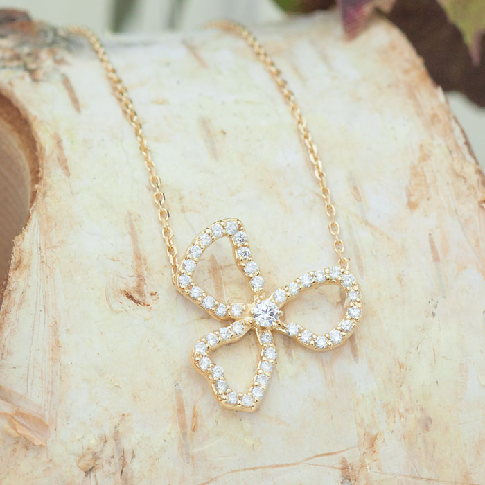【Natural】K18 PT ダイヤモンドネックレス FIORE 0.22ct