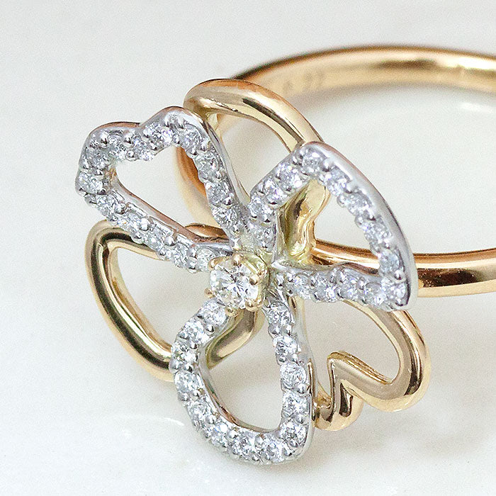 【Natural】K18 PT ダイヤモンドリング Fiore 0.22ct