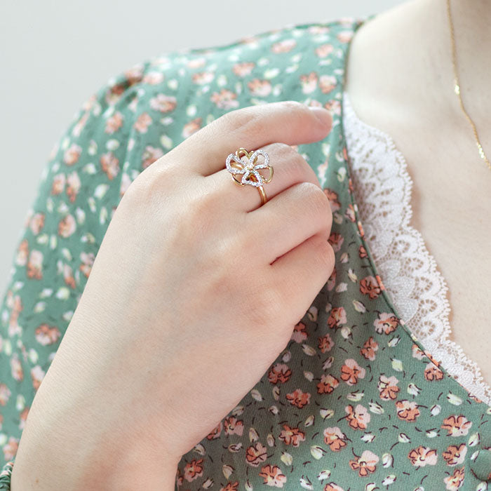 【Natural】K18 PT ダイヤモンドリング Fiore 0.22ct