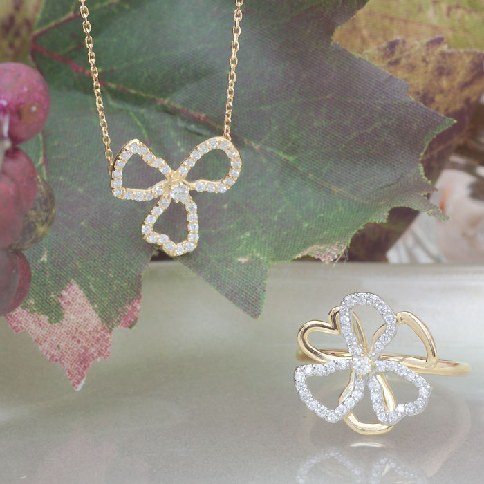 【Natural】K18 PT ダイヤモンドリング Fiore 0.22ct