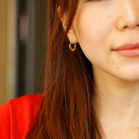 【Natural】K10 クレッセント ゴールドフープピアス