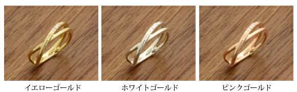 【Natural】K18 ダイヤモンド クロスリング 0.02ct