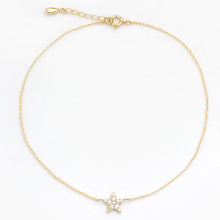 【Natural】K10 スター パヴェダイヤアンクレット 0.11ct