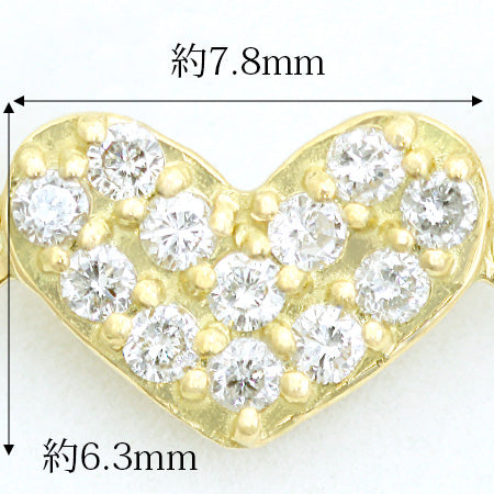 【Natural】K10 ハート パヴェダイヤ アンクレット 0.1ct