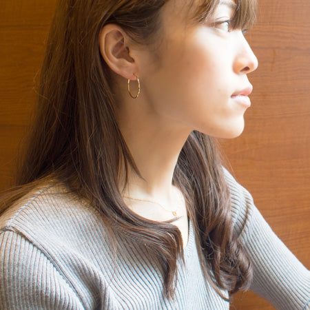 K18 Couper クーペ デザインフープピアス 25mm Argyle アーガイル