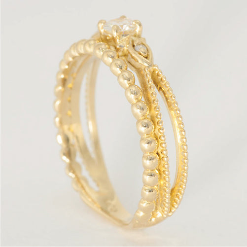 【Natural】K18 ピンキーリング アデル 0.11ct