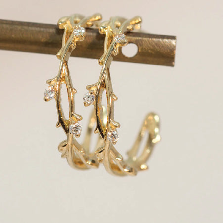 【Natural】K10 Green Leaf リーフデザイン リースピアス