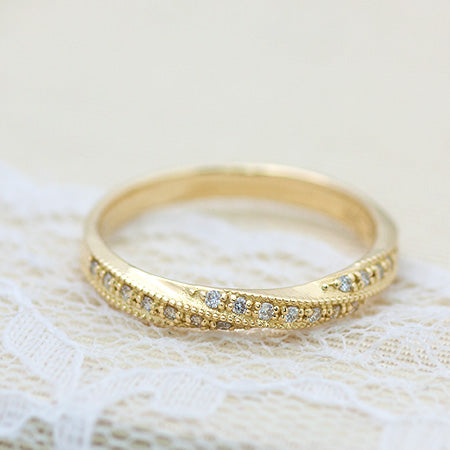 【Natural】K18 ツイスト ダイヤモンド リング Flux フリュ 0.1ct