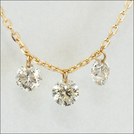 【LIMITED】【Natural】K10 レーザーホール ダイヤモンドネックレス 3石 0.3ct
