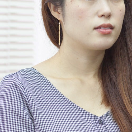 【Natural】K18 K10 ゴールド フリンジ タッセル チェーン ピアス