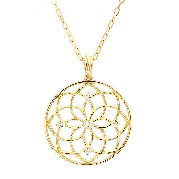 【Natural】K18 Loto ロート ダイヤモンド ペンダントトップ ロングネックレス 0.08ct