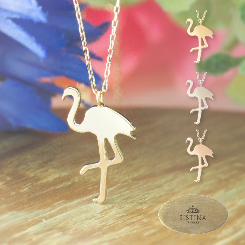 Foresta～フォレスタ～】K10 ゴールド Flamingo フラミンゴ ネックレス