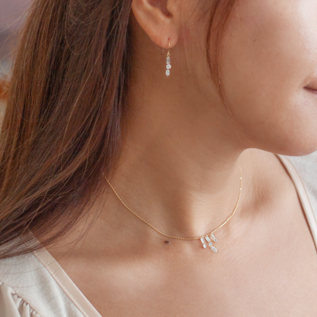 【ALTRO】Lior K18 ラボグロウンダイヤ 計0.8ct レーザーホール ファンシーカット シャンデリア ネックレス