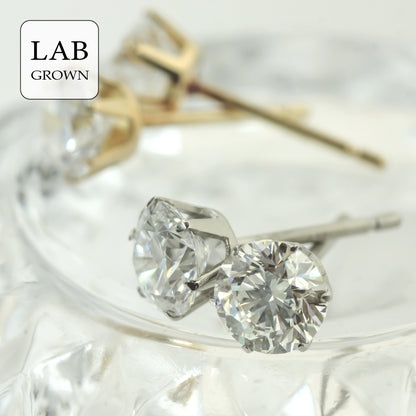 【ALTRO】K18 プラチナ ラボグロウンダイヤ  計1.0ct 6本爪 一粒 ダイヤ スタッドピアス　