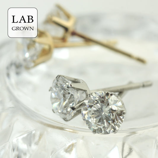 【ALTRO】K18 プラチナ ラボグロウンダイヤ  計1.0ct 6本爪 一粒 ダイヤ スタッドピアス　
