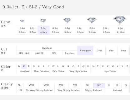 天然ダイヤモンド ルース 0.341ct E/SI-2/Very Good