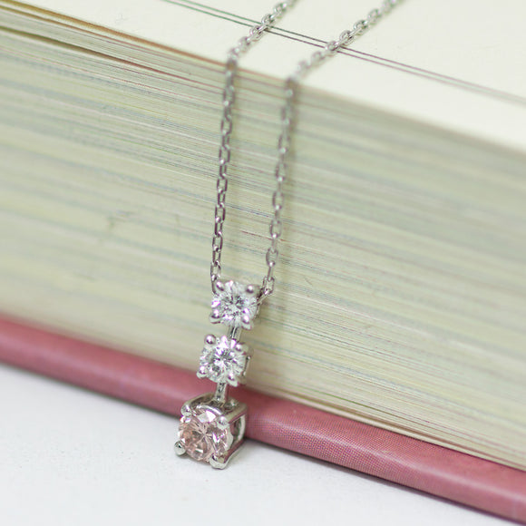 CKT-PH004 天然ダイヤモンド PT900 コーティングピンクダイヤモンド ネックレス 0.3ct