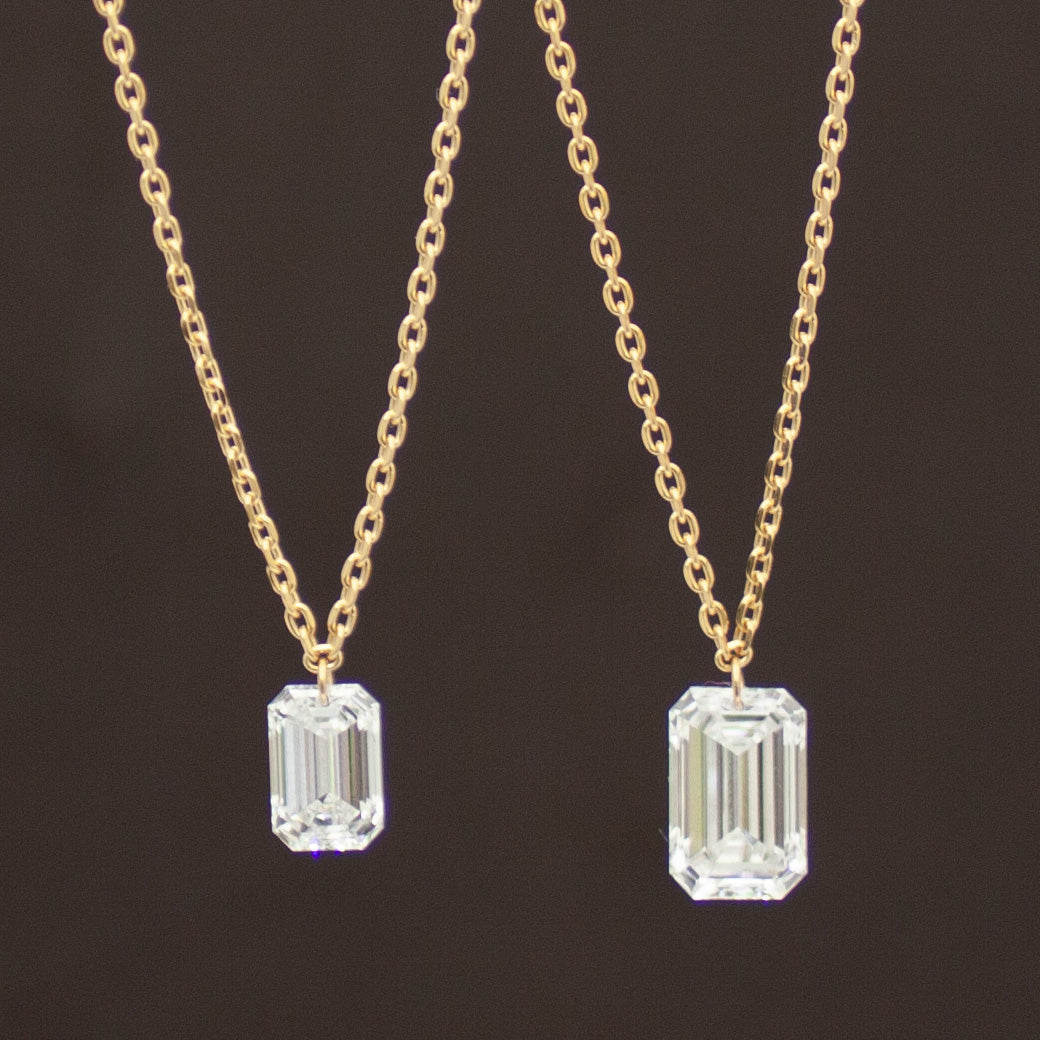 【ALTRO】Lior K18 ラボグロウンダイヤ レーザーホール エメラルドカット 1.0ct 一粒 ネックレス
