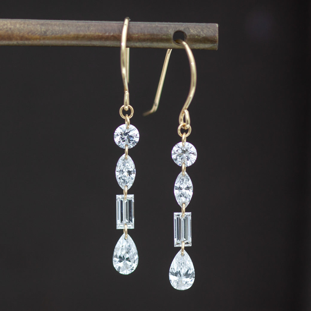 【ALTRO】Lior K18 ラボグロウンダイヤ 計0.8ct シャンデリア フック ピアス