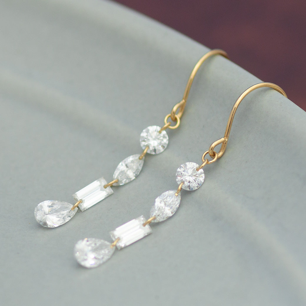 【ALTRO】Lior K18 ラボグロウンダイヤ 計0.8ct シャンデリア フック ピアス