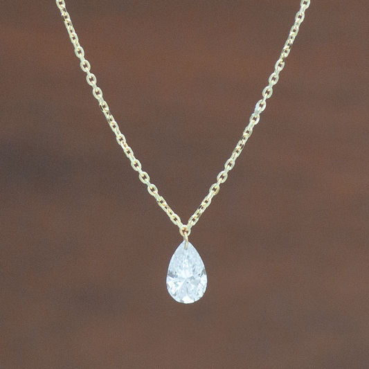 【ALTRO】Lior ラボグロウンダイヤ 0.3ct K10 レーザーホール ペアシェイプ 一粒 ダイヤ ネックレス　GOD044N