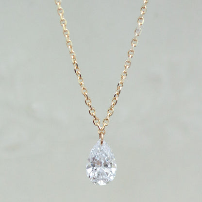 【ALTRO】Lior ラボグロウンダイヤ 0.3ct K10 レーザーホール ペアシェイプ 一粒 ダイヤ ネックレス　GOD044N