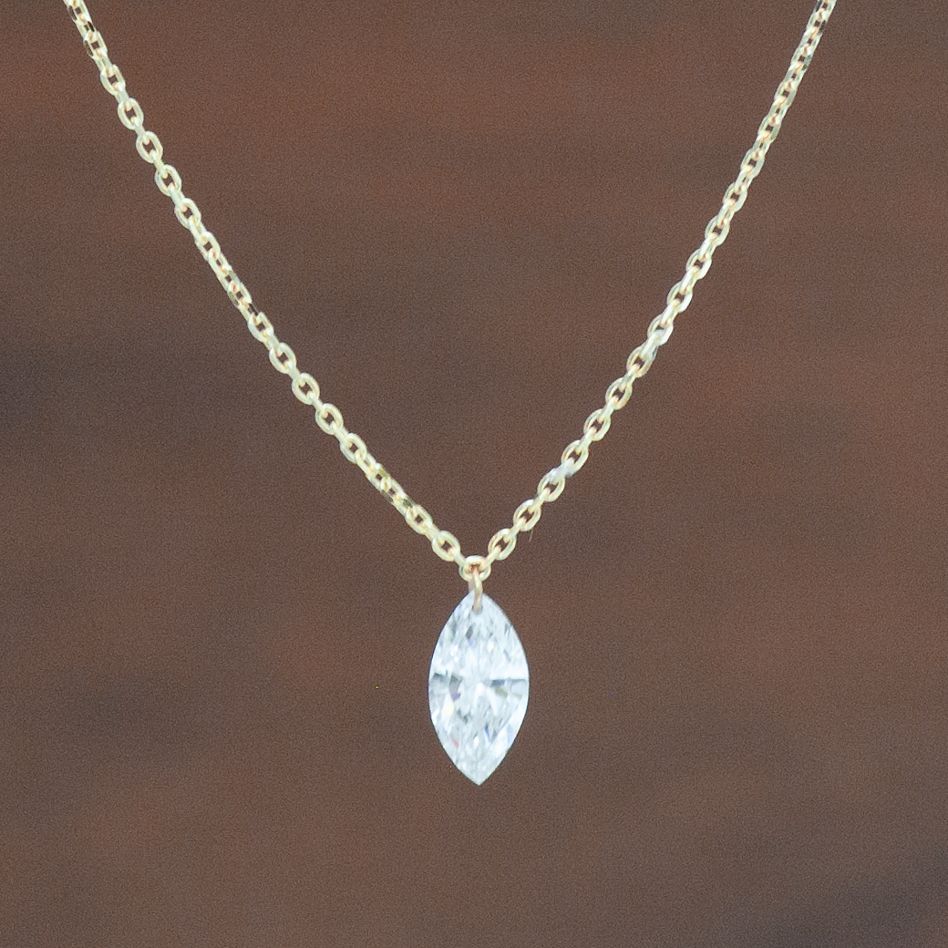 【ALTRO】Lior K10 ラボグロウンダイヤ マーキス 0.3ct レーザーホール 一粒 ダイヤ ネックレス　