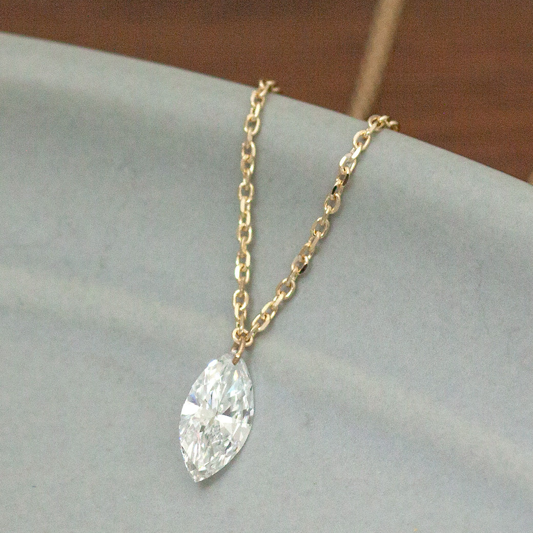 【ALTRO】Lior K10 ラボグロウンダイヤ マーキス 0.3ct レーザーホール 一粒 ダイヤ ネックレス　