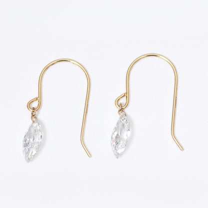 【ALTRO】Lior K10 ラボグロウンダイヤ 計 0.6ct レーザーホール マーキス フック ピアス