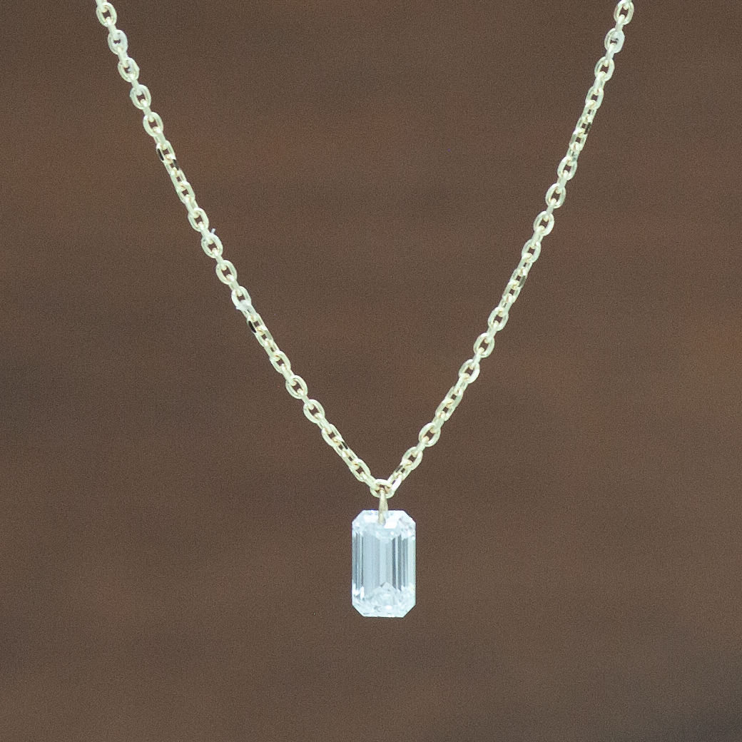 【ALTRO】Lior K10 ラボグロウンダイヤ エメラルドカット 0.3ct レーザーホール 一粒 ダイヤ ネックレス　