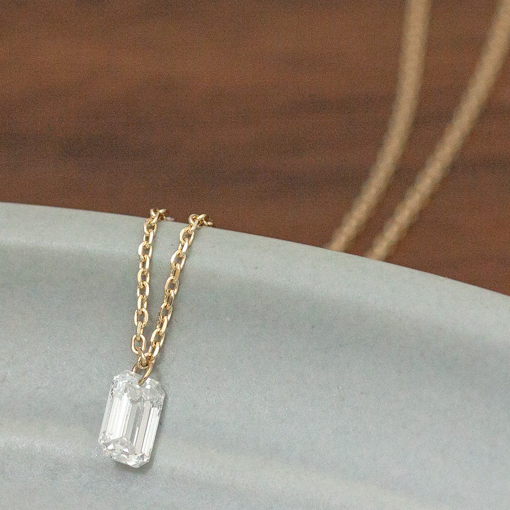 【ALTRO】Lior K10 ラボグロウンダイヤ エメラルドカット 0.3ct レーザーホール 一粒 ダイヤ ネックレス　