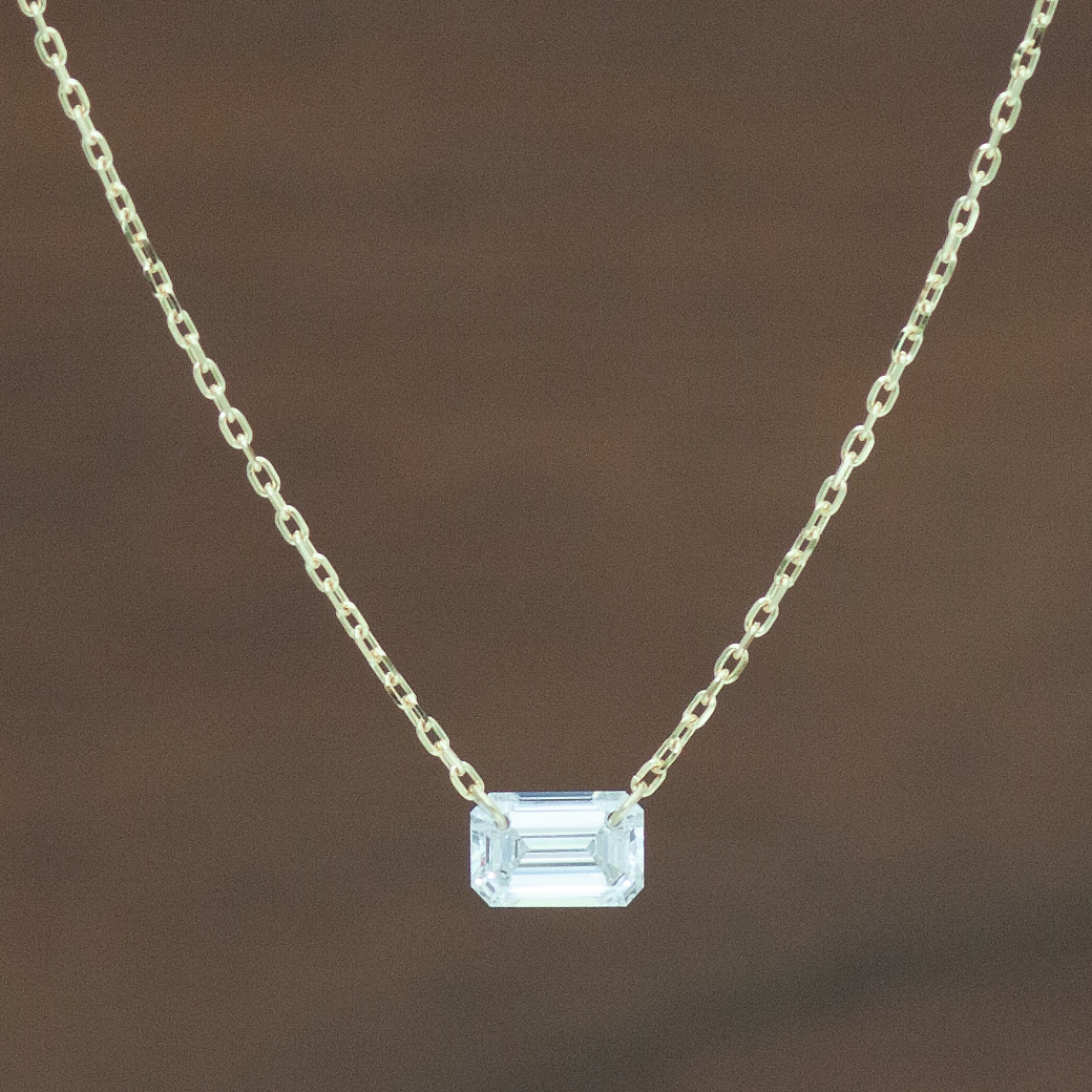 【ALTRO】Lior K10 ラボグロウンダイヤ レーザーホール エメラルドカット 0.5ct  ネックレス