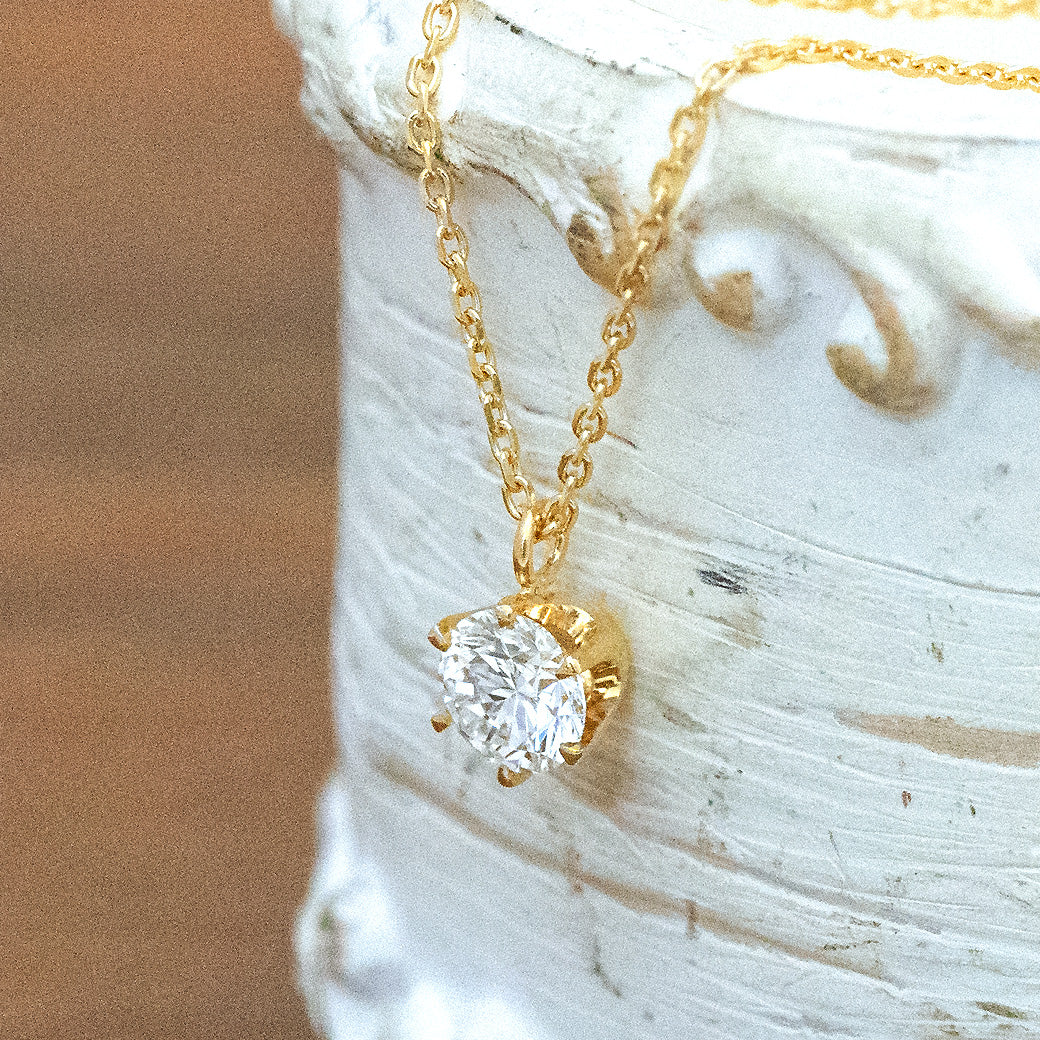 【ALTRO】K10 ラボグロウンダイヤ 6本爪 一粒 ネックレス  0.3ct