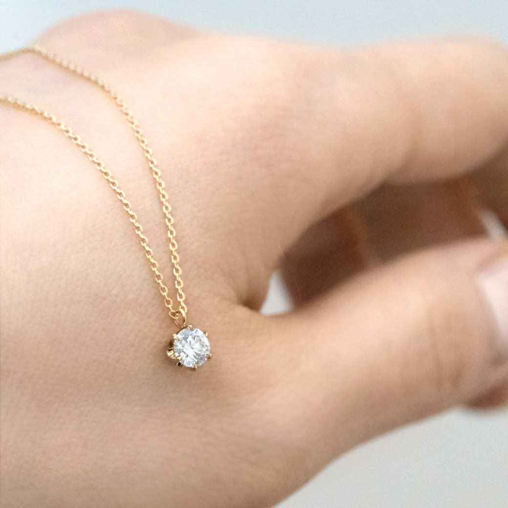 【ALTRO】K10 ラボグロウンダイヤ 6本爪 一粒 ネックレス  0.3ct