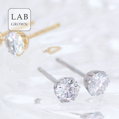 【ALTRO】K18 プラチナ ラボグロウンダイヤ 0.6ct 6本爪 一粒 ダイヤ スタッド ピアス