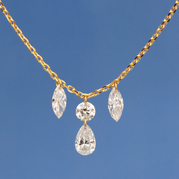 【ALTRO】Lior リオール K18 レーザーホール シャンデリア ネックレス 0.5ct マーキス ペアシェイプ ドロップデザイン GOD030NC