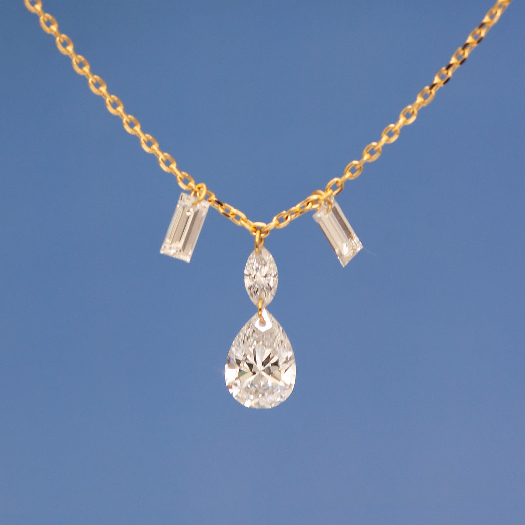 【ALTRO】Lior K18 ラボグロウンダイヤ 計0.5ct  レーザーホール ファンシーカット シャンデリア ネックレス