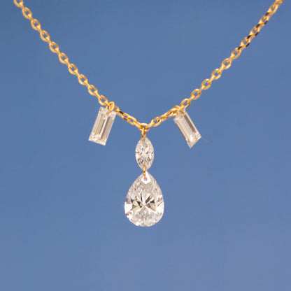 【ALTRO】Lior K18 ラボグロウンダイヤ 計0.5ct  レーザーホール ファンシーカット シャンデリア ネックレス
